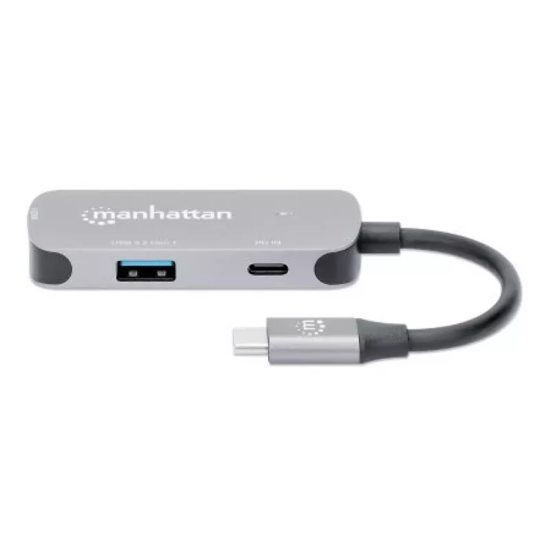 Manhattan USB-C 3-in-1 Dock/Hub su HDMI, USB-A, USB-C ir Power Delivery 100W, aliuminis