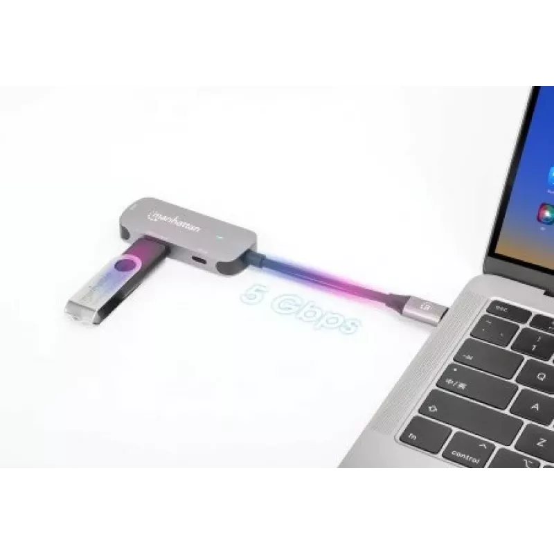 Manhattan USB-C 3-in-1 Dock/Hub su HDMI, USB-A, USB-C ir Power Delivery 100W, aliuminis