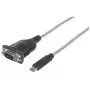 Manhattan USB-C į Serial konverteris, Vyriškas į Vyrišką, USB-C į Serial/RS232/COM/DB9, Prolific PL-2303RA lustas, 45 cm laidas, Sidabrinis/Juodas, Polietileninis maišelis
