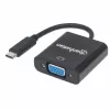 Manhattan USB-C į VGA keitiklio kabelis, 1080p@60Hz, juodas, 8cm, kištukas į lizdą, visą gyvenimą trunkanti garantija