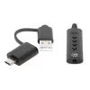 Manhattan USB-C ir USB-A į 3,5 mm stereo garso adapterio laidas, 2-in-1, kištukas į lizdą, 1 m, palaiko ausinių mikrofoną ir garsą, CTIA standartas, garsumo ir nutildymo valdymas, juoda