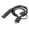 Manhattan USB-C ir USB-A į 3,5 mm stereo garso adapterio laidas, 2-in-1, kištukas į lizdą, 1 m, palaiko ausinių mikrofoną ir garsą, CTIA standartas, garsumo ir nutildymo valdymas, juoda