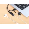 Manhattan USB-C ir USB-A į 3,5 mm stereo garso adapterio laidas, 2-in-1, kištukas į lizdą, 1 m, palaiko ausinių mikrofoną ir garsą, CTIA standartas, garsumo ir nutildymo valdymas, juoda
