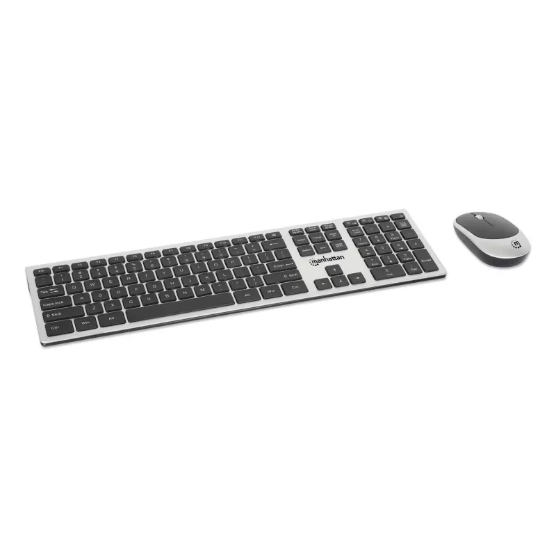 Manhattan MWK7400 Belaidis klaviatūros ir pelės rinkinys, USB-A nano imtuvas, 1200 dpi, sidabrinis/juodas