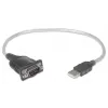 Manhattan USB-A į Serial keitiklio laidas, 45 cm, Vyriškas į Vyrišką, Serial/RS232/COM/DB9, Prolific PL-2303RA mikroschema, Juodas/Sidabrinis laidas, Trejų metų garantija, Analogiškas ICUSB232V2