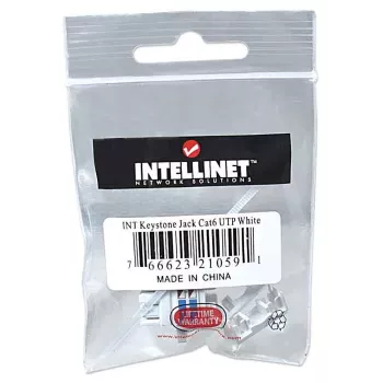 Intellinet Keystone Jack, Cat6, UTP, Punch-down, Baltas, Plokščias, RJ-45, Moteriška, 22/26 AWG