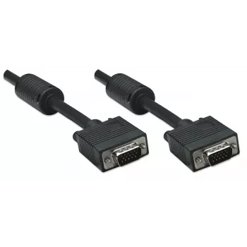 Manhattan VGA monitoro laidas su ferito šerdimis, 10 m, juodas, HD15, vyriškas į vyrišką