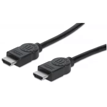 Manhattan HDMI 4K@30Hz laidas su Ethernet, 1 m, tinka visiems 1080p/HD ir daugumai 4K įrenginių (patikrinkite savo sistemos 4K specifikaciją), vyriškas į vyrišką, juodas, Ultra HD 4k x 2k, viso gyvenimo garantija, didelės spartos, atitinka HDMM1MHS