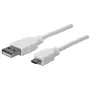 Manhattan USB-A į Micro-USB laidas, 1,8 m, Vyriškas į Vyrišką, 480 Mbps (USB 2.0), Hi-Speed USB, Baltas, Viso gyvenimo garantija