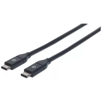 Manhattan USB-C į USB-C laidas, 1 m, vyriškas į vyrišką, juodas, 10 Gbps (USB 3.2 Gen2), 3A (greitas įkrovimas), SuperSpeed+, viso gyvenimo garantija