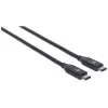Manhattan USB-C į USB-C laidas, 1 m, vyriškas į vyrišką, juodas, 10 Gbps (USB 3.2 Gen2), 3A (greitas įkrovimas), SuperSpeed+, viso gyvenimo garantija