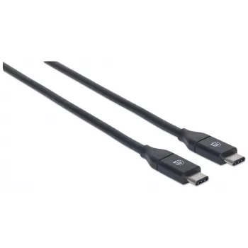 Manhattan USB-C į USB-C laidas, 1 m, vyriškas į vyrišką, juodas, 10 Gbps (USB 3.2 Gen2), 3A (greitas įkrovimas), SuperSpeed+, viso gyvenimo garantija