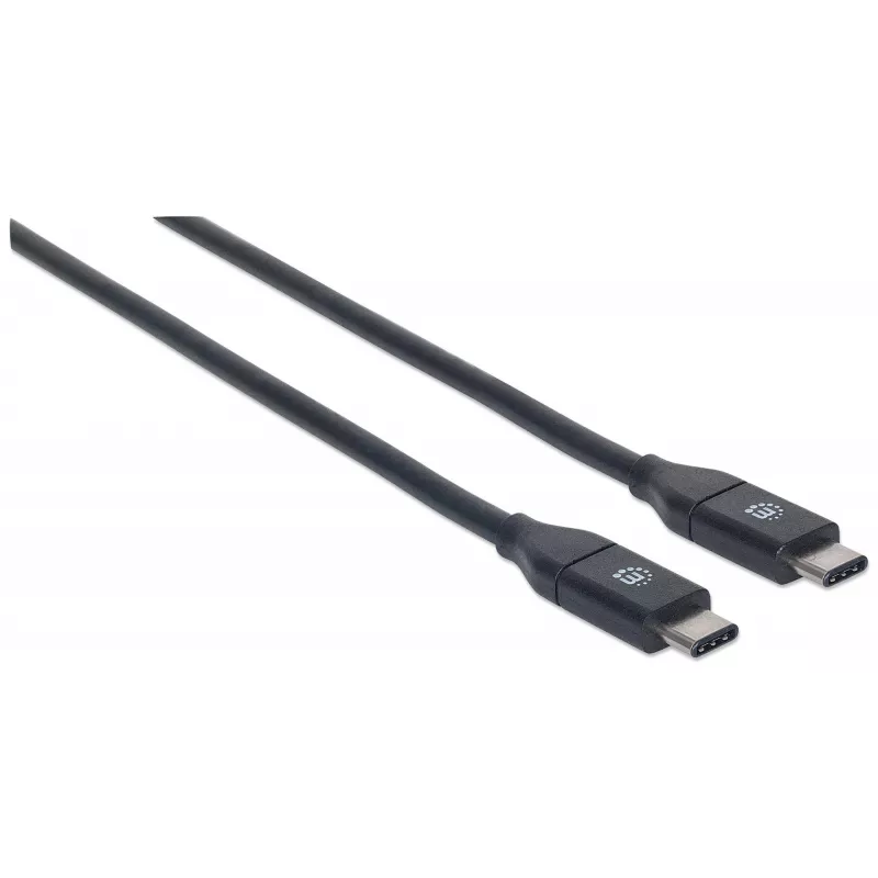 Manhattan USB-C į USB-C laidas, 1 m, vyriškas į vyrišką, juodas, 10 Gbps (USB 3.2 Gen2), 3A (greitas įkrovimas), SuperSpeed+, viso gyvenimo garantija