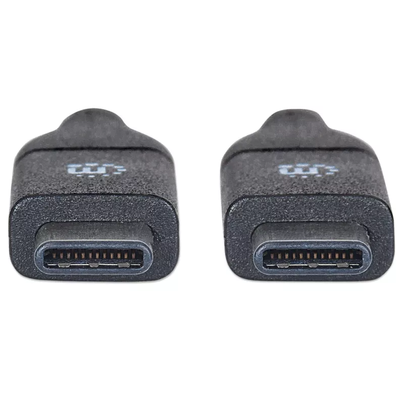 Manhattan USB-C į USB-C laidas, 1 m, vyriškas į vyrišką, juodas, 10 Gbps (USB 3.2 Gen2), 3A (greitas įkrovimas), SuperSpeed+, viso gyvenimo garantija