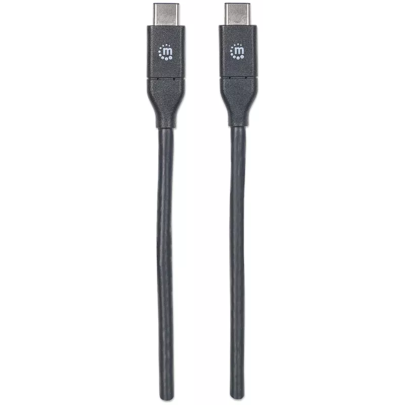 Manhattan USB-C į USB-C laidas, 1 m, vyriškas į vyrišką, juodas, 10 Gbps (USB 3.2 Gen2), 3A (greitas įkrovimas), SuperSpeed+, viso gyvenimo garantija