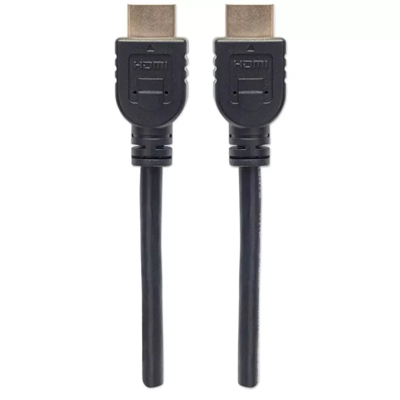 Manhattan HDMI 4K@60Hz laidas su Ethernet – CL3, 5 m, tinkamas montuoti sienoje, visiems 4K ir 1080p/HD įrenginiams, vyriškas į vyrišką, juodas, Ultra HD 4k x 2k, viso gyvenimo garantija, Premium High Speed