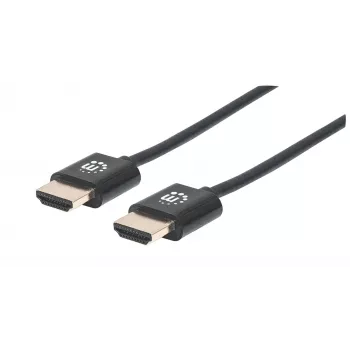 Manhattan HDMI kabelis su Ethernet (ypač plonas), 4K@60Hz (Premium High Speed), 1 m, vyriški kištukai, juodas