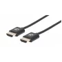 Manhattan HDMI kabelis su Ethernet (ypač plonas), 4K@60Hz (Premium High Speed), 1 m, vyriški kištukai, juodas
