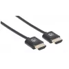 Manhattan HDMI kabelis su Ethernet (ypač plonas), 4K@60Hz (Premium High Speed), 1 m, vyriški kištukai, juodas