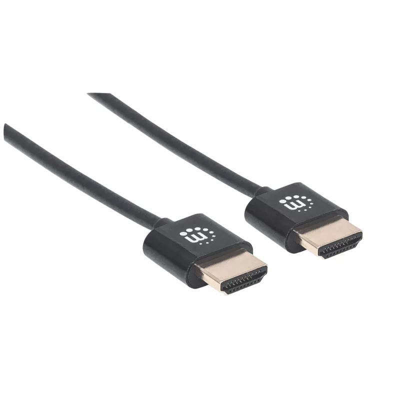 Manhattan HDMI kabelis su Ethernet (ypač plonas), 4K@60Hz (Premium High Speed), 1 m, vyriški kištukai, juodas