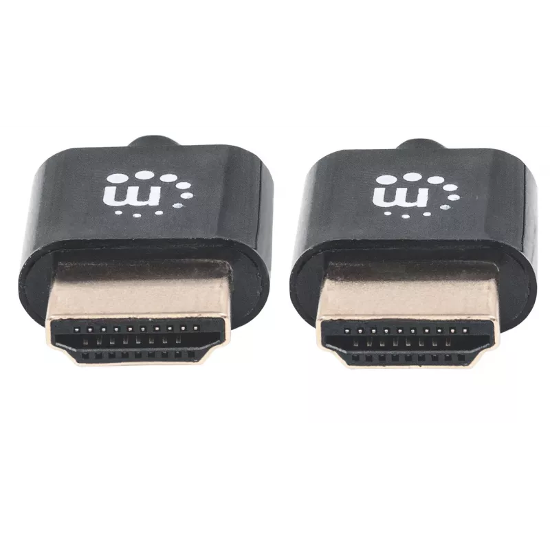 Manhattan HDMI kabelis su Ethernet (ypač plonas), 4K@60Hz (Premium High Speed), 1 m, vyriški kištukai, juodas