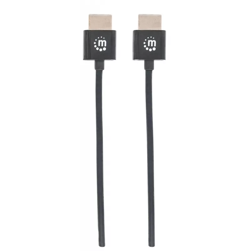 Manhattan HDMI kabelis su Ethernet (ypač plonas), 4K@60Hz (Premium High Speed), 1 m, vyriški kištukai, juodas