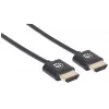 Manhattan HDMI laidas su Ethernet (ypač plonas), 4K@60Hz (Premium High Speed), 1,8 m, Kištukas–Kištukas, Juodas, Ultra HD 4k x 2k, Visiškai ekranuotas, Auksuoti kontaktai, Viso gyvenimo garantija