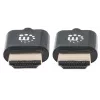 Manhattan HDMI kabelis su Ethernet (ypač plonas), 4K@60Hz (Premium High Speed), 3m, Kištukas–Kištukas, Juodas, Ultra HD 4k x 2k, Visiškai ekranuotas, Auksuoti kontaktai, Viso gyvenimo garantija