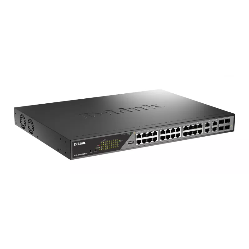 D-Link DSS-200G-28MPP tinklo jungiklis valdomas L2 Gigabit Ethernet (10/100/1000) Power over Ethernet (PoE) 1U pilkas