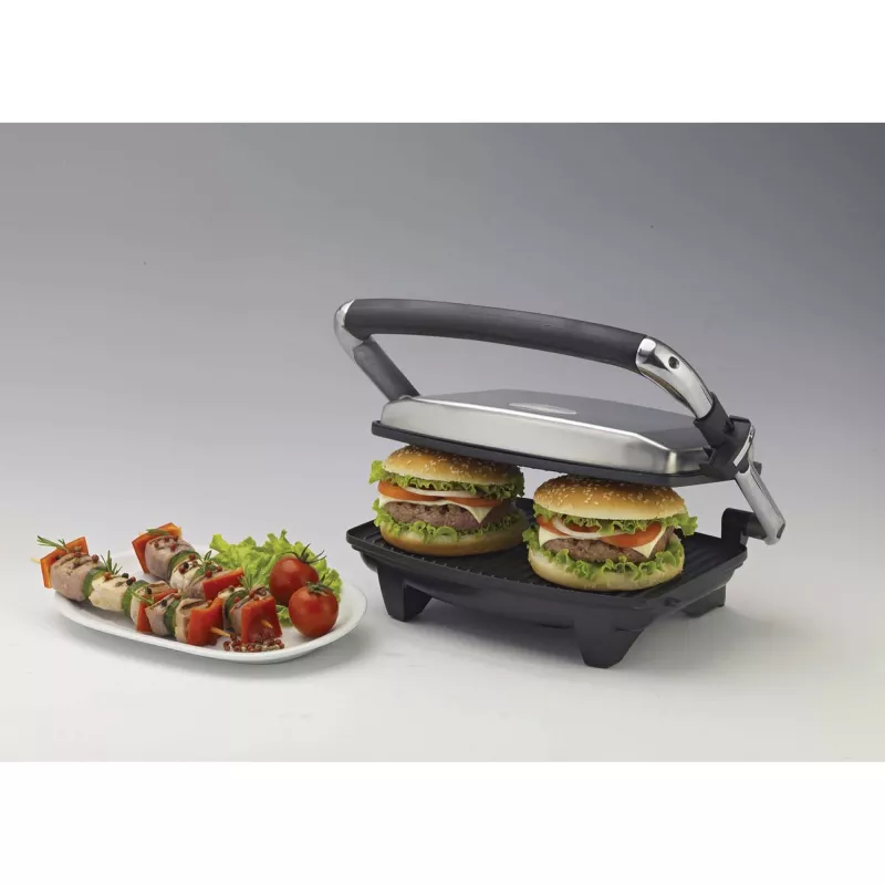 Ariete 1911 Toast & Grill Slim - nelipanti elektrinė keptuvė skrebučiams ir sumuštiniams - briaunota plokštė - 1000 W - sidabrinė