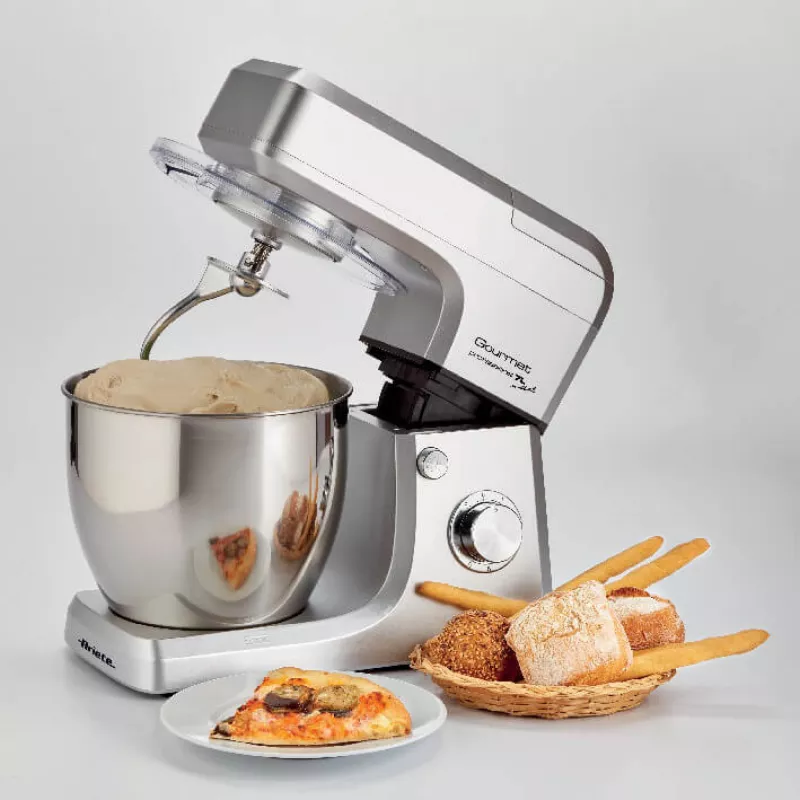 Ariete 1598 Gourmet Professional 7L Metal – Planetinis maišytuvas su blenderiu, nerūdijančio plieno dubuo 7 l, stiklinis ąsotis, 1200 W, 6 greičių