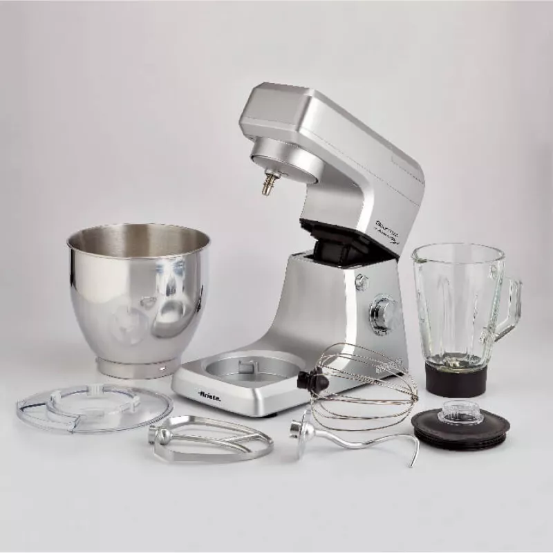 Ariete 1598 Gourmet Professional 7L Metal – Planetinis maišytuvas su blenderiu, nerūdijančio plieno dubuo 7 l, stiklinis ąsotis, 1200 W, 6 greičių