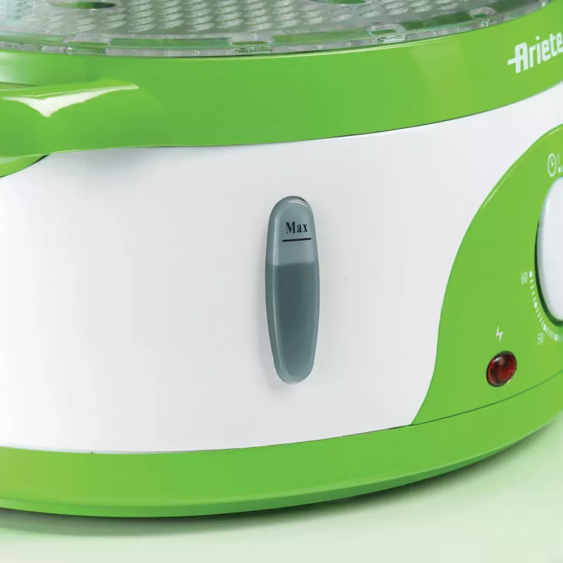 Ariete 911 Healthy Steam - Elektrinis garintuvas - 3 krepšeliai - Indas ryžiams - Laikmatis 60 min - 800 W - 9 l - Baltas ir žalias