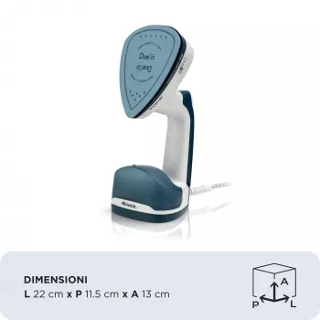 Ariete 6246 Duetto Garment Iron - Vertikalus ir horizontalus lygintuvas su nelimpančia keramine plokšte - 1000 W - Baltas ir mėlynas