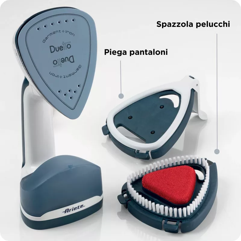 Ariete 6246 Duetto Garment Iron - Vertikalus ir horizontalus lygintuvas su nelimpančia keramine plokšte - 1000 W - Baltas ir mėlynas