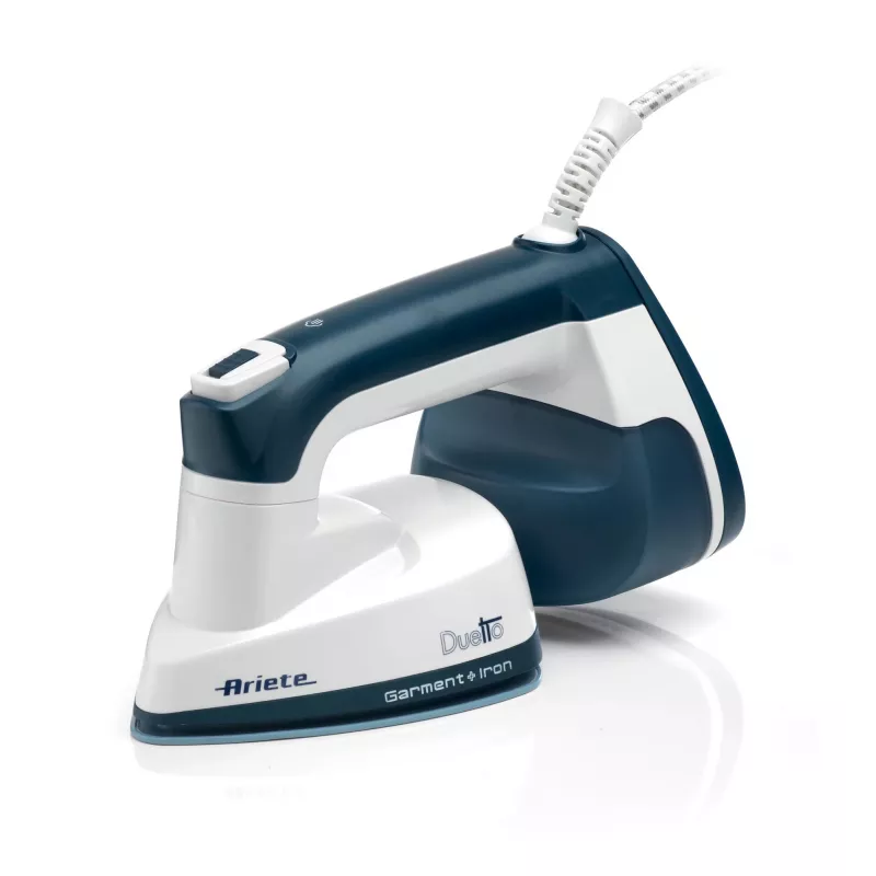 Ariete 6246 Duetto Garment Iron - Vertikalus ir horizontalus lygintuvas su nelimpančia keramine plokšte - 1000 W - Baltas ir mėlynas