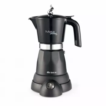 Ariete 1368 Moka Aroma, elektrinis mokos puodas, 4/6 puodelių, 480 W, automatinis išjungimas, palaiko 30 °C temperatūrą, juodas