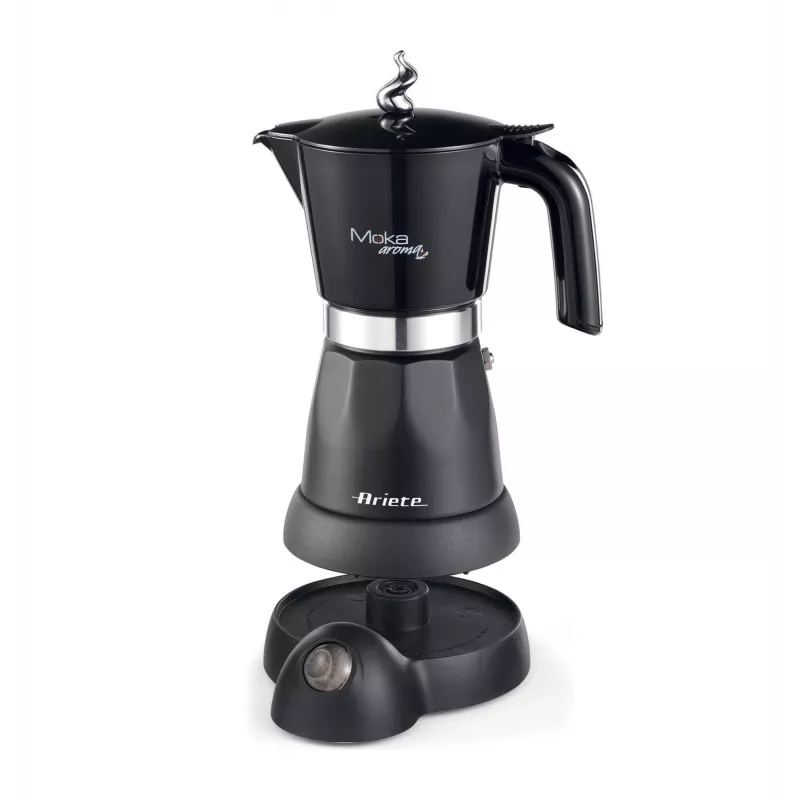 Ariete 1368 Moka Aroma, elektrinis mokos puodas, 4/6 puodelių, 480 W, automatinis išjungimas, palaiko 30 °C temperatūrą, juodas