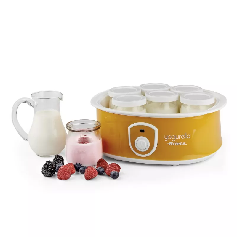 Ariete 617 Yogurella - Jogurto gaminimo aparatas - 7 stikliniai indeliai - 1,3 kg naminio jogurto - 20 W - Baltas ir geltonas