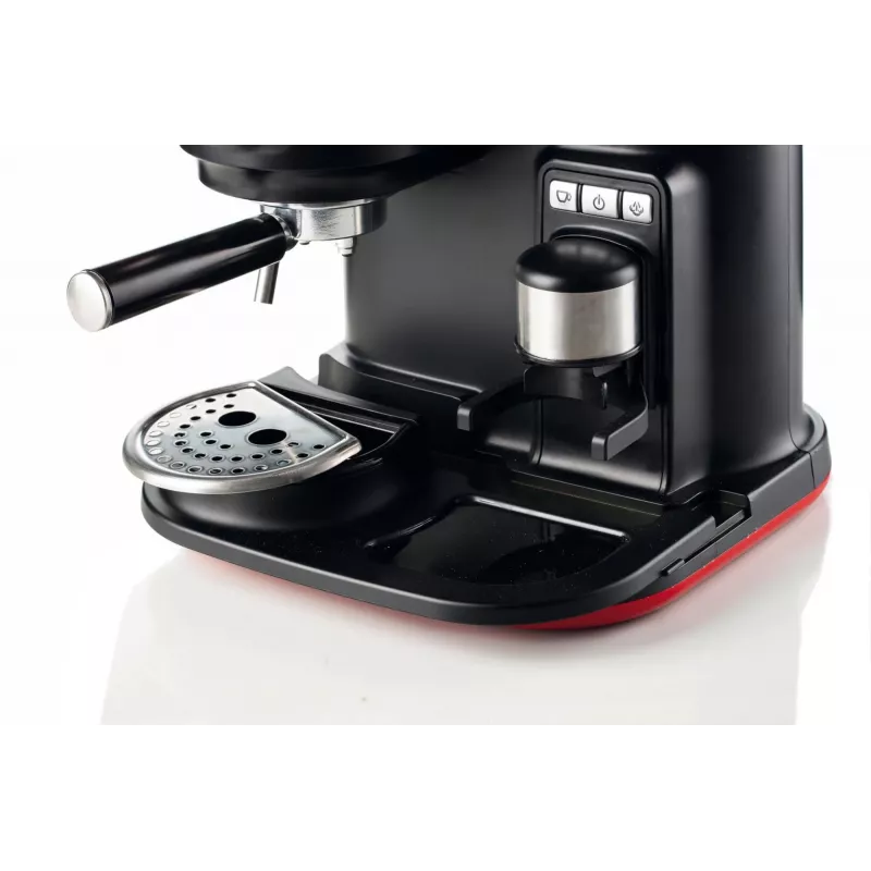 Ariete 1318 Moderna Espresso kavos aparatas su integruotu kavos malūnėliu, kavos pupelėms ir maltai kavai, pieno putojimo funkcija kapučino gamybai, 1 ir 2 puodelių filtras, 1080 W, 800 ml, raudona