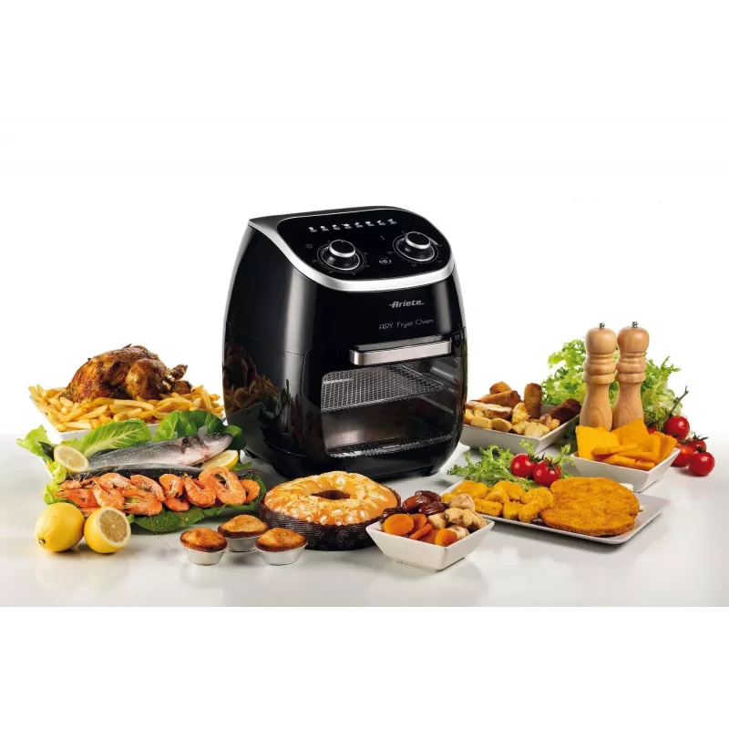 Ariete 4619 Airy Fryer Oranžinė – oro gruzdintuvė ir elektrinė orkaitė su rotiseriu, besisukančiu krepšiu, džiovintuvu, 2000 W, 11 L, plieninė