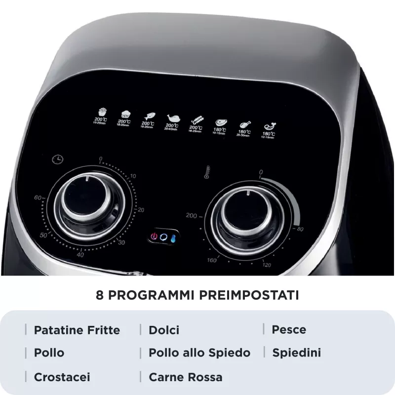 Ariete 4619 Airy Fryer Oranžinė – oro gruzdintuvė ir elektrinė orkaitė su rotiseriu, besisukančiu krepšiu, džiovintuvu, 2000 W, 11 L, plieninė