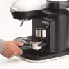 Ariete 1318 Moderna Espreso aparatas su integruotu kavos malūnėliu, kavos pupelėms ir maltai kavai, pieno putotoju kapučino gamybai, 1 ir 2 puodelių filtras, 1080 W, 800 ml, baltas