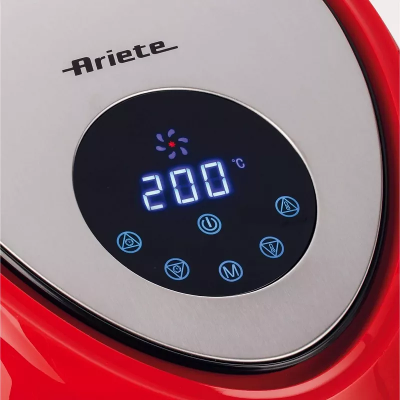 Ariete 4618 Airy Fryer XXL - Oro gruzdintuvė - Kepa 2,5 kg bulvyčių - 7 litrai - Gaminimas be aliejaus ir riebalų - 1800 W - Raudona