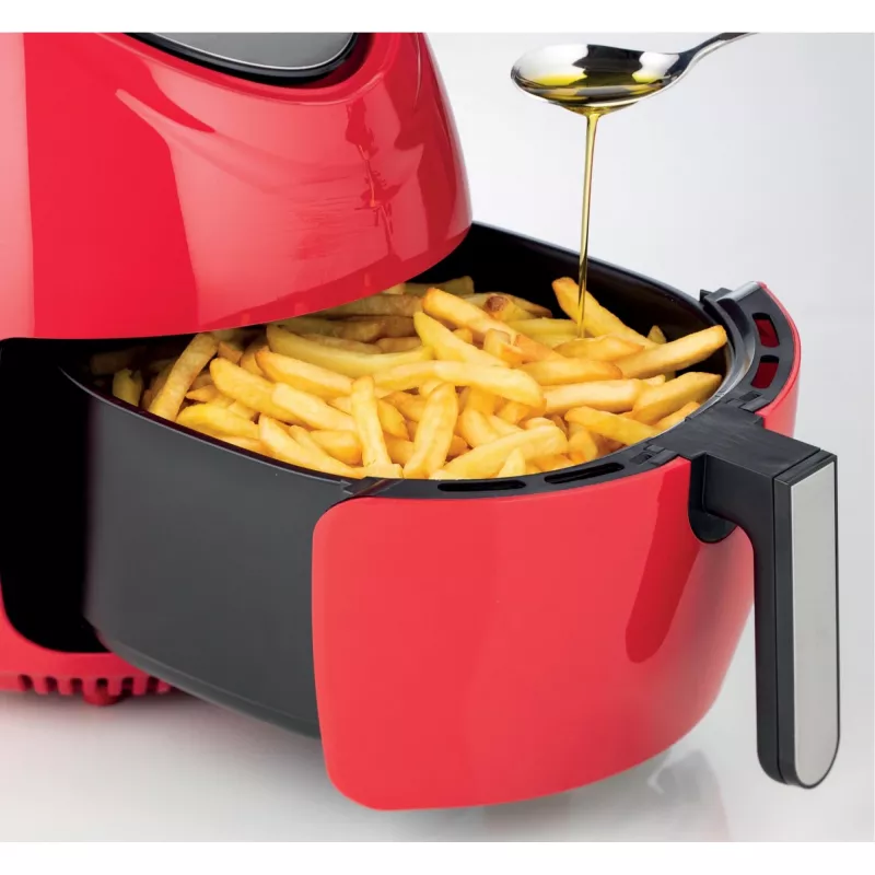 Ariete 4618 Airy Fryer XXL - Oro gruzdintuvė - Kepa 2,5 kg bulvyčių - 7 litrai - Gaminimas be aliejaus ir riebalų - 1800 W - Raudona