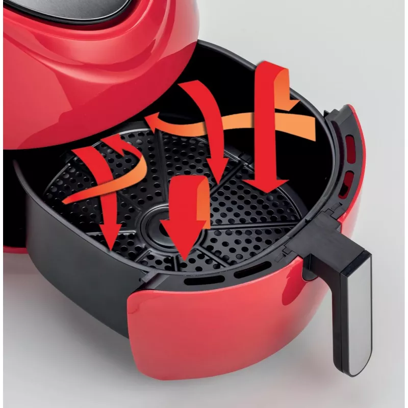 Ariete 4618 Airy Fryer XXL - Oro gruzdintuvė - Kepa 2,5 kg bulvyčių - 7 litrai - Gaminimas be aliejaus ir riebalų - 1800 W - Raudona