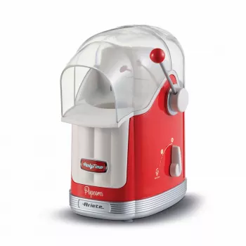 Ariete 2958 Pop Corn Maker Party Time, spragintų kukurūzų aparatas su svirtimi, 1100 W, talpa 600 g, karšto oro gaminimas be riebalų, raudonas