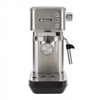 Ariete 1380 Metal kavos aparatas, tinka maltai kavai ir ESE kapsulėms, 1300 W, 1,1 L talpa, 15 barų slėgis, ½ puodelio filtras, Cappuccino įrenginys, sidabrinis