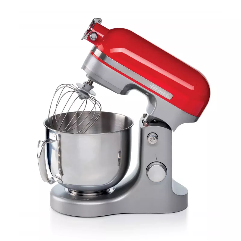 Ariete Moderna Red maišytuvas, stalinis maišytuvas, raudonas, plakimas, minkymas, maišymas, 5,5 l, planetinis, aliuminis