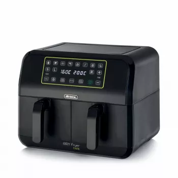 Ariete 4623 Airy Fryer Dual, oro gruzdintuvė su dviem krepšeliais, 1700 W, 8 L talpa, 3 kepimo funkcijos, skaitmeninis LED jutiklinis skydelis, 8 iš anksto nustatytos programos, laikmatis, 2 krepšeliai, juoda